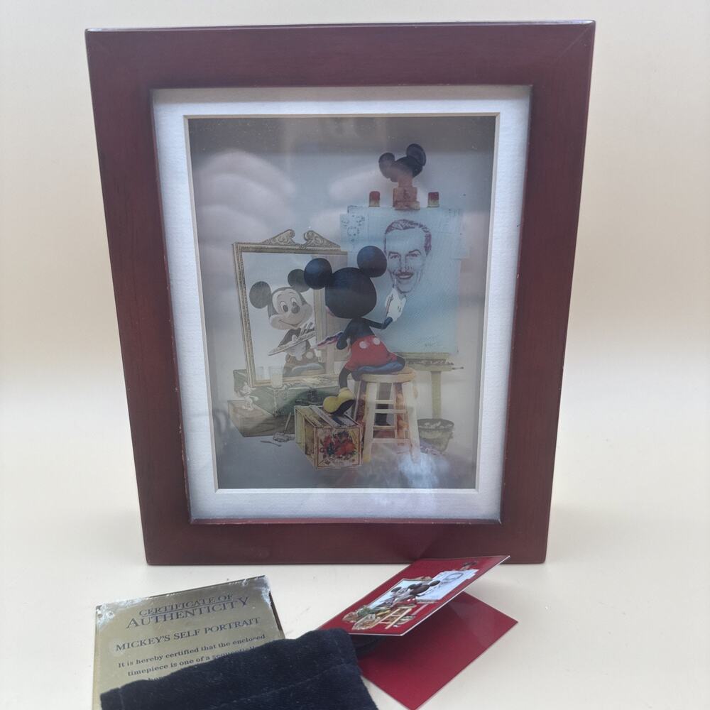 Disney Mickey Mouse Self Portrait Jewelry Shadow Box Hanging Art Wood 3D Frame